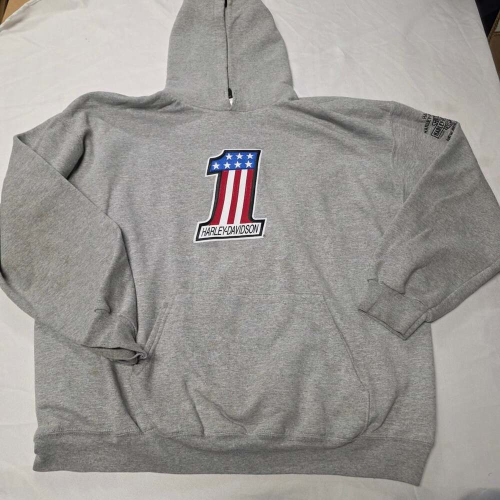 Harley-Davidson Men's Gray #1 Race Graphic Pullover Hoodie Size XL